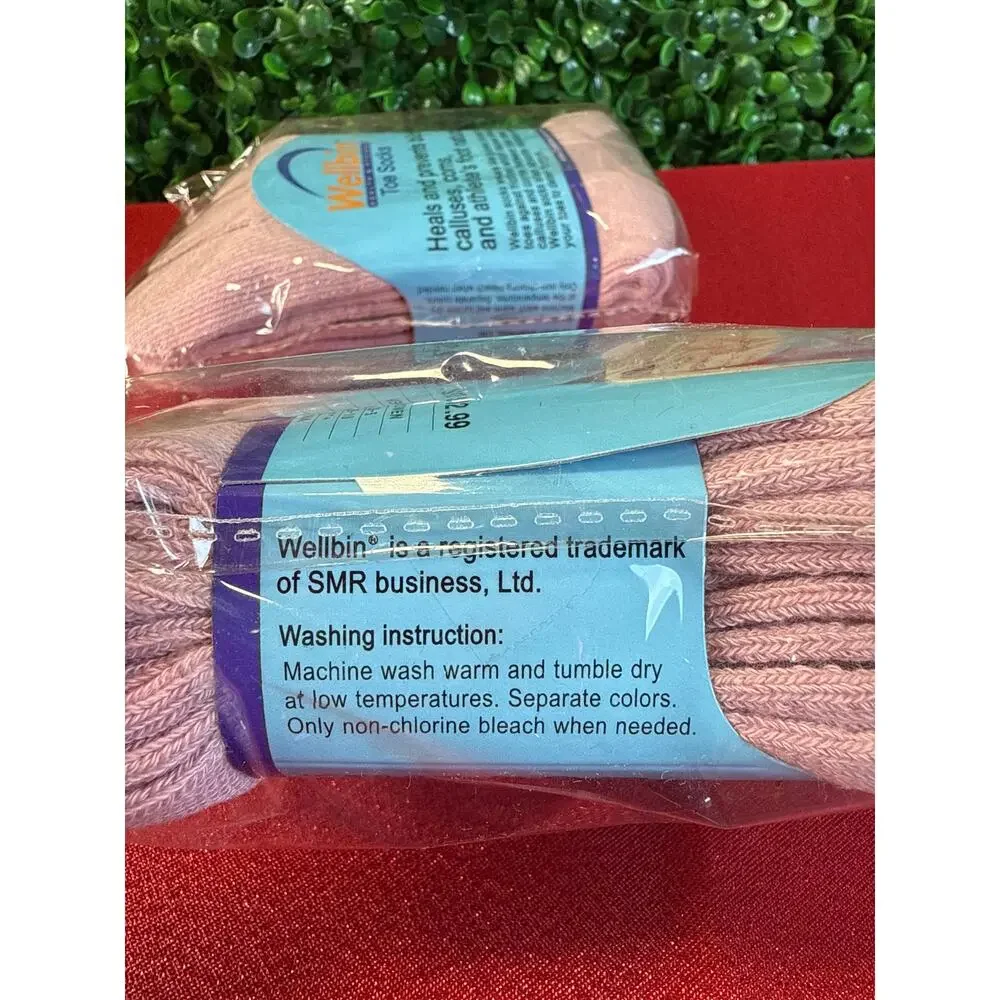 6 Pairs Wellbin Toe Socks Small - Pink Five Finger Yoga Pilates Sock Bundle NWT